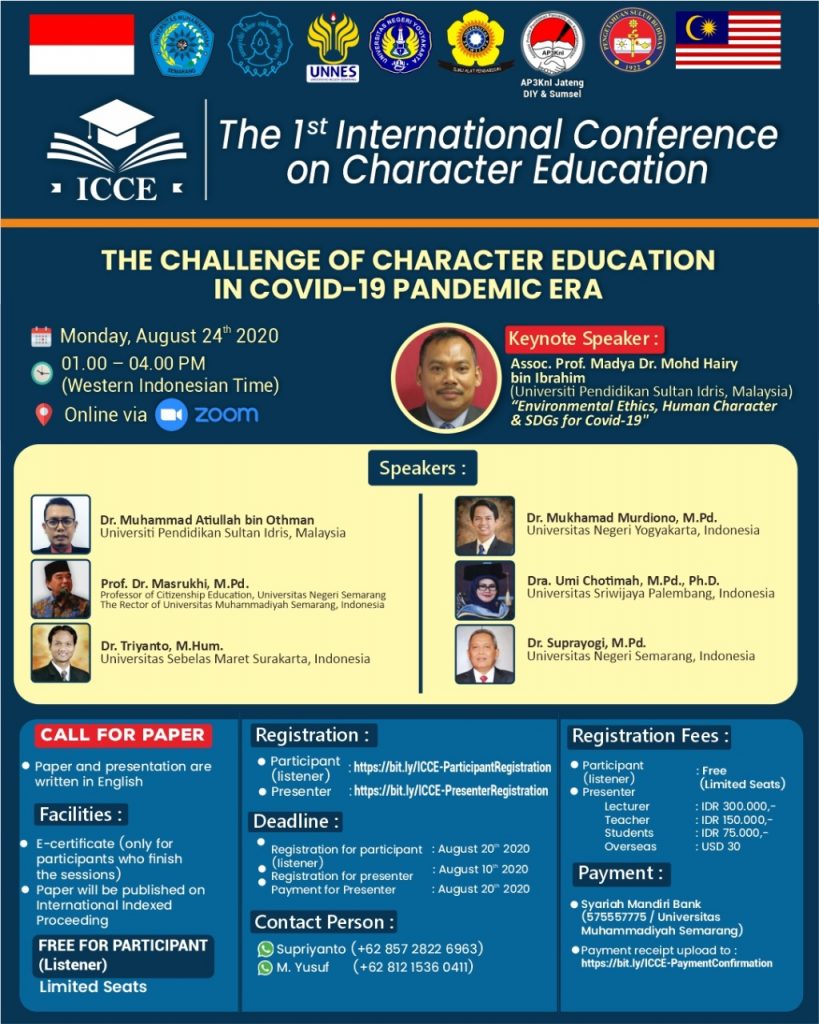 1st International Conference on Character Education (ICCE) 2020