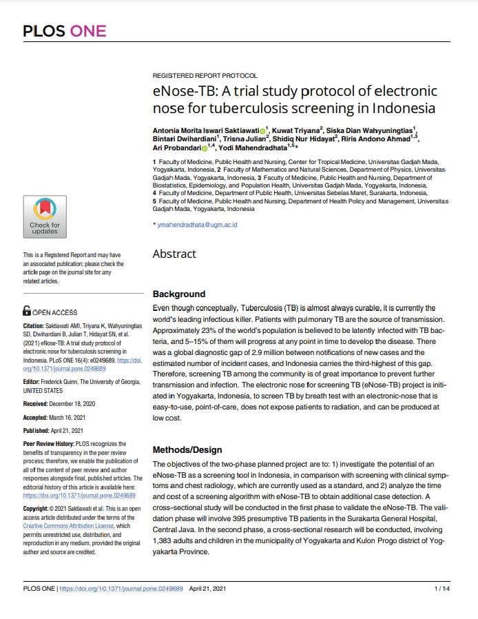 eNose-TB: A trial study protocol of electronic nose for tuberculosis screening in Indonesia