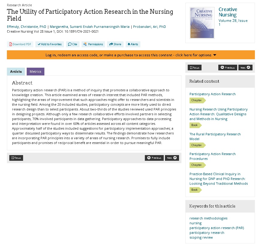 The Utility of Participatory Action Research in the Nursing Field: A Scoping Review