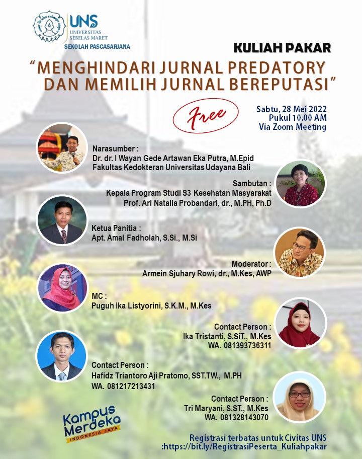 Kuliah Pakar Daring Oleh Dr. dr. I wayan Gede Artawan Eka Putra, M.Pid, Tema: Menghindari Jurnal Predatory dan Memilih Jurnal Bereputasi