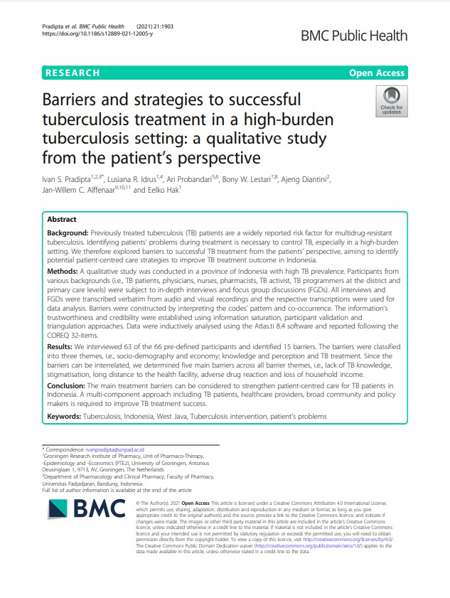 Barriers and strategies to successful<br>tuberculosis treatment in a high-burden<br>tuberculosis setting: a qualitative study<br>from the patient’s perspective